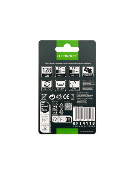 Memoria usb q-connect flash drive 128 gb 3.2 tipo c
