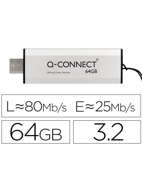 Memoria usb q-connect flash drive 64 gb 3.2 tipo c