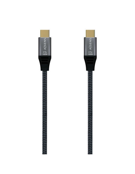 Aisens Cable USB 2.0 Aluminio 5A 100W E-MARK - USB-C/M-USB-C/M - 1.0M - Color Gris