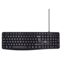 Ewent Teclado con Cable USB - Disposicion Portuguesa QWERTY PT - Cable de 1.35m - Teclas de Bajo Perfil y Silenciosas - Color Ne