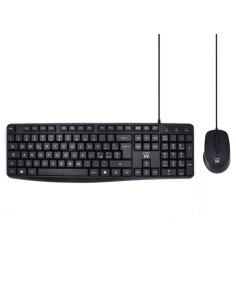 Ewent Pack Teclado + Raton para Oficina - Teclas Silenciosas de Perfil Bajo - 1000dpi - Disposicion Italiana QWERTY IT - Cable d