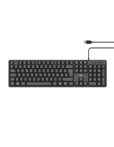 Ewent Teclado con Cable USB - Perfil Delgado - Disposicion Portuguesa QWERTY PT - Plastico ABS - Cable de 1.35m - Color Negro
