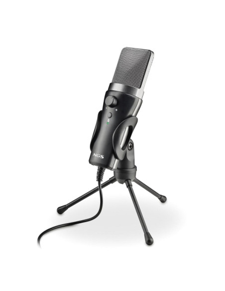 NGS MS120USB Microfono USB para Streaming - Configuracion Ajustable - Grabacion Cardioide - Puerto de Monitorizacion de Auricula