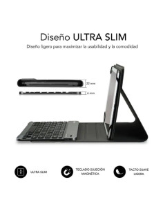 Subblim Teclado Bluetooth extraíble - Funda universal 9-10.1" - Diseño ultradelgado - Soporte ajustable - Acceso a todas las fu 2