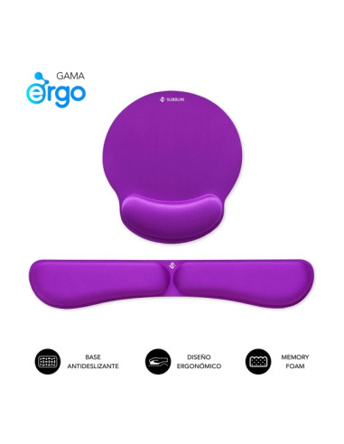 Subblim Pack Ergo MemoryFlex Alfombrilla Ergonomica para Raton y Reposamuñecas Teclado - Espuma Elastica - Microtexturizada Impe
