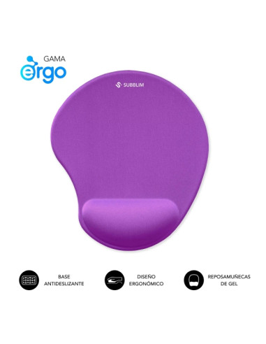 Subblim Ergo Neogel Alfombrilla Ergonomica para Raton - Espuma Elastica - Microtexturizada Impermeable - Base Antideslizante - C