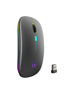 Ewent Raton Inalambrico - Receptor USB-A de 2.4GHz- Bluetooth 5.1 - Recargable - Luces RGB - 4 Botones - Bateria de Litio de 500