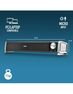 NGS SB500-BT Barra de Sonido Bluetooth 20W - Alimentacion por USB - Entrada Jack y Microfono - Salida Auriculares - Control de V 2
