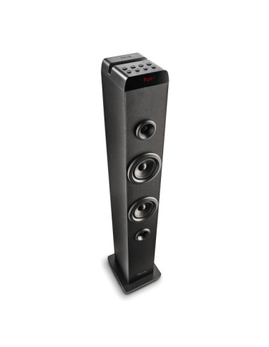 NGS Sky Charm Pro Torre de Sonido Bluetooth 50W - USB, Radio FM, Aux In y Entrada Optica - Funcion Broadcasting - Madera de Alta