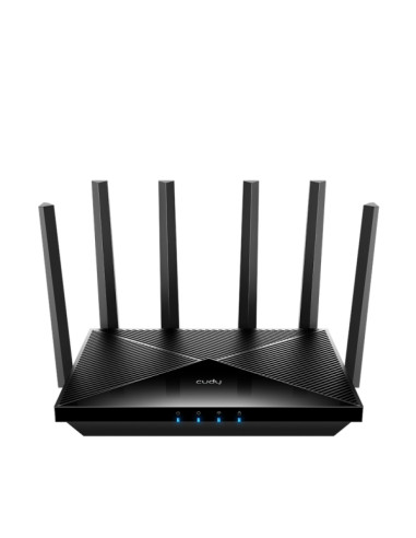 Cudy Router WiFi 7 Mesh Tribanda BE11000 de 2.5G - Velocidad hasta 2500Mbps - 4 Puertos - 6 Antenas Fijas de 5dBi - Tecnologia M