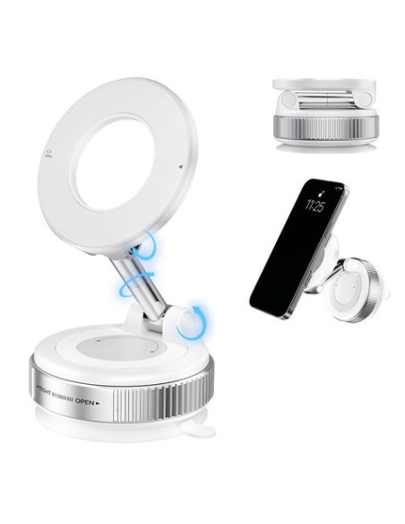 XO C169 Soporte Magnetico de Coche para Smartphones - Fijacion por Vacio - Rotacion 360º - Brazo Extensible - Multisuperficie -
