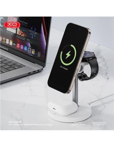 XO CX038 Cargador Inalambrico Magnetico Rapido - 15W - Sujecion Magnetica - Color Blanco