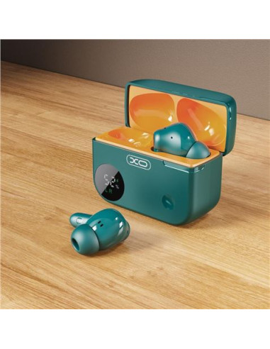 XO G34 Auriculares Bluetooth 5.4 - TWS - Cancelacion de Ruido ENC+ANC - Caja con Display LCD - Color Verde
