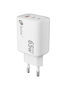 Leotec Cargador Universal 65W GAN - Ultra Slim - 2USB-C PD + 1USB-A - Color Blanco
