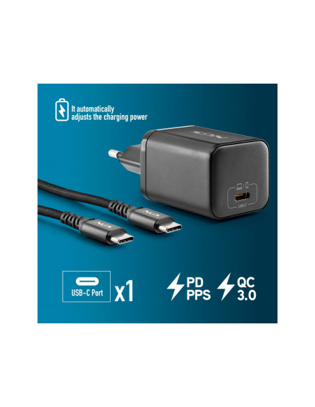 Cargador gan ngs de pared ultrarapido para portatil de 65w con salida tipo usb-c y cable usb-c a usb-c longitud