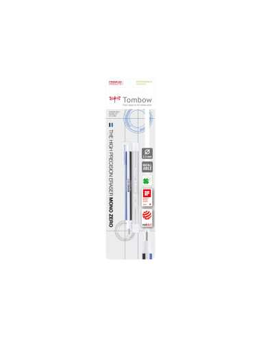 Portagomas tombow mono zero con clip goma redonda 2,3mm diametro + 2 recambios