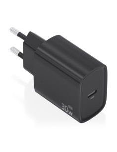 Aisens Cargador GaN 30W - USB-C PD3.0 - Tecnologia AI para Detectar Protocolo y Velocidad de Carga - Color Negro