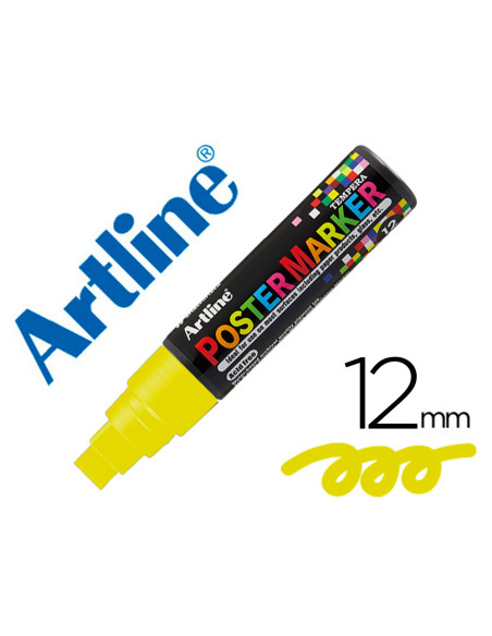 Rotulador artline poster marker epp-12 punta rectangular 12 mm color amarillo fluor