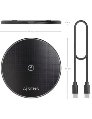 Base de carga Inalámbrica Aisens ASCH-15W1WC058-BK 15W/ Negro