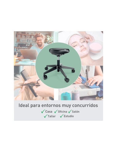 Taburete leitz ergo con asiento triangular 5 ruedas giratorias regulable en altura hasta 59 cm negro
