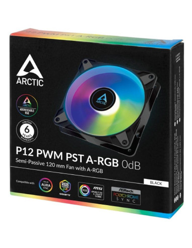 Ventilador Arctic P12 PWM PST A-RGB/ 12cm/ Negro