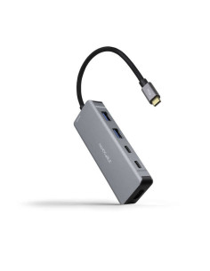 Nanocable HUB USB-C 6 en 1 - Conversor USB-C 3.2 GEN1 5G a 2 x USB-A + 2 x USB-C + HDMI + USB-C PD 100W - Aluminio - 15 cm - Col