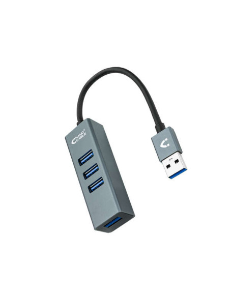 Nanocable Hub USB 3.0 4xUSB3.0. USB-A/M-USB 3.0/H - Aluminio - 10 cm - Color Gris