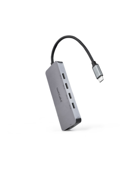 Nanocable Hub USB-C 3.2 con 4x Puertos USB-C 3.2 + 1 Puerto USB-C PD 100W - Velocidad de Transferencia de hasta 10Gbps - Cable d