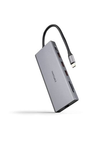 Nanocable HUB USB-C 12 en 1 - Conversor USB-C 3.1 a 3 x USB-A 3.2 + 3 x USB-C 3.2 + USB-C PD 100W + 2 x HDMI 4K 60Hz + DP 4K 60H