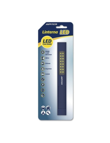 Jupiter Linterna de Trabajo de Barra Multiled 100lm - Con Iman - Resistencia IP44 - Funciona con 4 Pilas AAA (No Incluidas) - Co