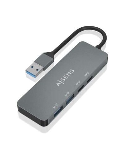 Aisens Hub USB 3.2 GEN2 10G USB-A - USB-A/M-2xUSB-C/H-2xUSB-A/H -  15cm - Color Gris