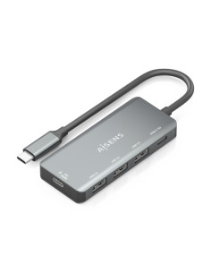 Aisens Hub USB-C 3.1 - USB-C PD 100W/USB-C/3xUSB-A 2.0 - 15cm - Color Gris