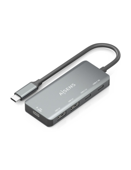 Aisens Hub USB-C 3.1 - USB-C PD 100W/2xUSB-C/2xUSB-A 2.0 - 15cm - Color Gris