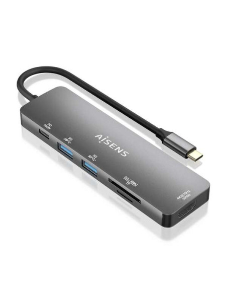 Aisens USB-C Dock 6 en 1 - USB-C a 1xHDMI - 2xUSB-A - 1xUSB-C PD 100W - 1xSD - 1xMicro SD - 15cm
