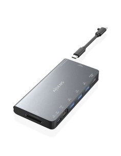 Aisens USB-C Dock 8 en 1 - USB-C a 1xHDMI - 1xRJ45 - 3xUSB-A - 1xUSB-C Datos+PD - 1xSD - 1xMicro SD - 10cm - Color Gris