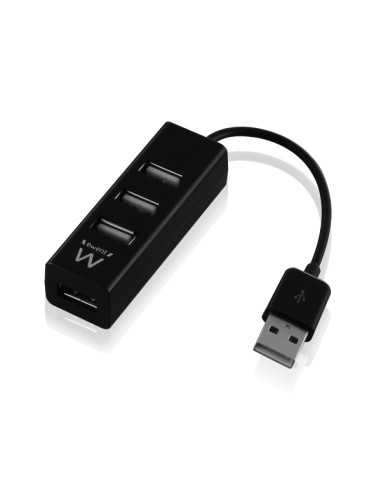 Ewent Hub USB2.0 de Alta Velocidad - USB-A de 4 Puertos - Color Negro