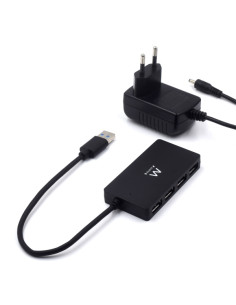 Ewent Hub USB 4 en 1 - Alimentacion Externa - USB 3.2 Gen1 - Cable de 52.5cm - Color Negro