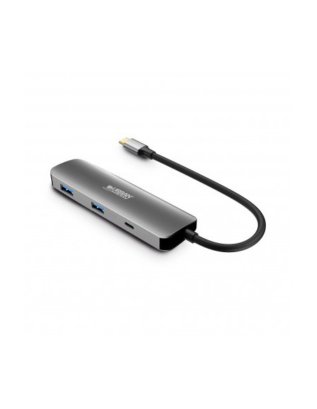 Urban Factory Hubee HUB 4 en 1- USB-C Macho - USB-A/USB-C/HDMI Hembra - 100W PD - Color Gris Metal