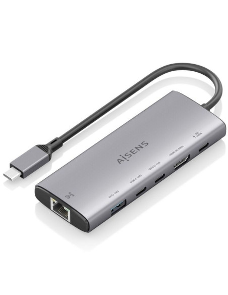 Docking USB Tipo-C Aisens ASUC-6P030-GR/ 1xHDMI/ 1xUSB/ 2xUSB Tipo-C/ 1xRJ45/ 1xUSB Tipo-C PD/ Gris