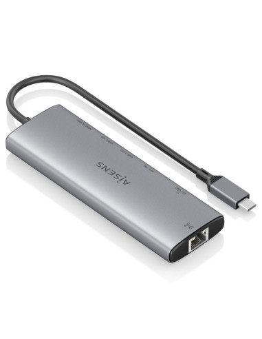 Docking USB Tipo-C Aisens ASUC-8P033-GR/ 1xHDMI/ 1xUSB/ 2xUSB Tipo-C/ 1xRJ45/ 1xLector Tarjetas/ 1xUSB Tipo-C PD/ Gris