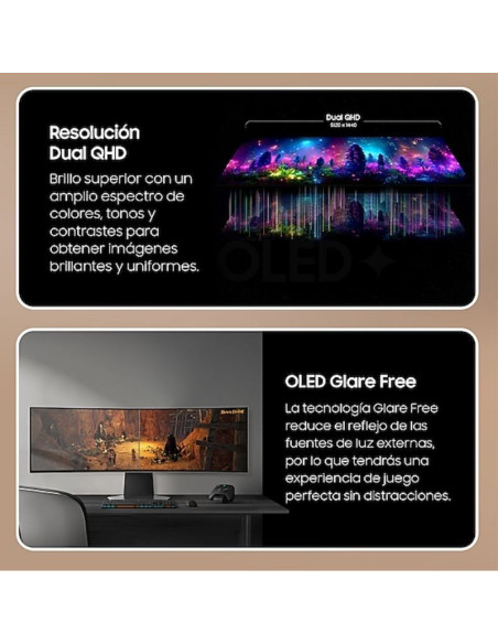Monitor Gaming Ultrapanorámico Curvo Samsung Odyssey OLED G9 S49DG950SU 49"/ Dual QHD/ 1ms/ 240Hz/ OLED/ Regulable en altura/ P