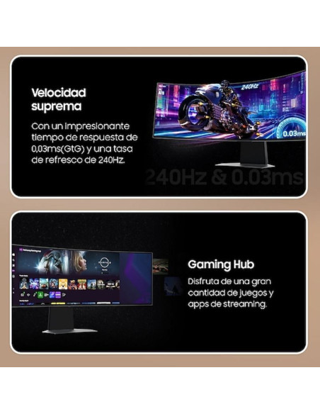 Monitor Gaming Ultrapanorámico Curvo Samsung Odyssey OLED G9 S49DG950SU 49"/ Dual QHD/ 1ms/ 240Hz/ OLED/ Regulable en altura/ P