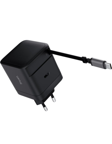 Cargador de Pared Trust Maxo 65W/ 1xUSB Tipo-C/ Incluye Cable USB Tipo-C Retráctil/ 65W
