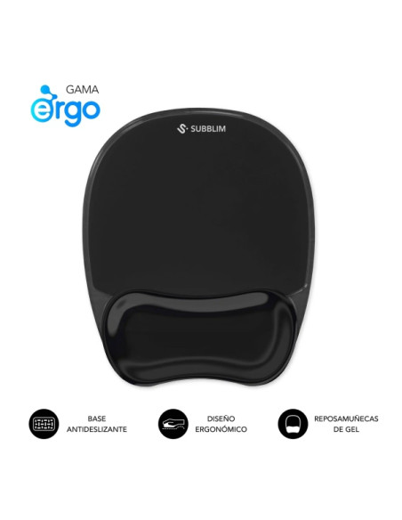 Subblim Ergo Crystal Flex Alfombrilla Ergonomica para Raton - Gel Refrigerante Autoajustable - Diseño Ondulado Ergonomico - Base
