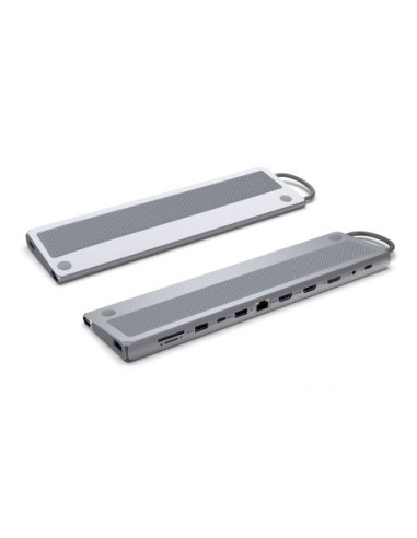 Ewent USB-C Dock 12 en 1 - 1x USB-C, 3x USB 3.2 Gen1, 2x HDMI 4K/60Hz, 1x DisplayPort 4K/60Hz, SD/TF 2.0, Audio, RJ45 Gb, 1x USB