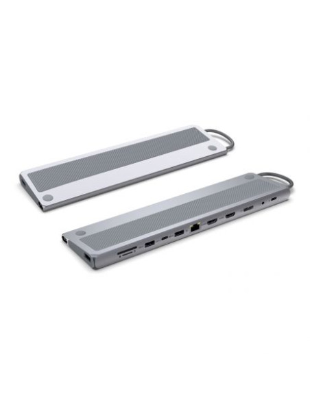Ewent USB-C Dock 12 en 1 - 1x USB-C, 3x USB 3.2 Gen1, 2x HDMI 4K/60Hz, 1x DisplayPort 4K/60Hz, SD/TF 2.0, Audio, RJ45 Gb, 1x USB