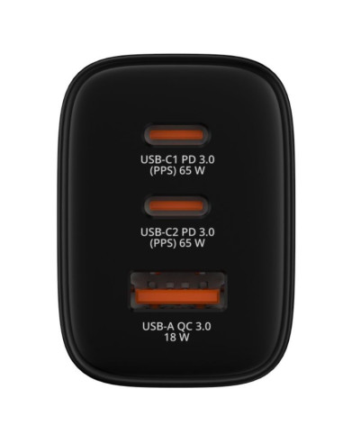 Cargador de Pared GaN Verbatim Essentials/ 2xUSB Tipo-C/ 1xUSB/ 65W