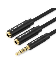 Vention Cable Estereo Divisor Jack 3.5 Macho a 2x Jack 3.5 Hembra - 0.3m - Color Negro