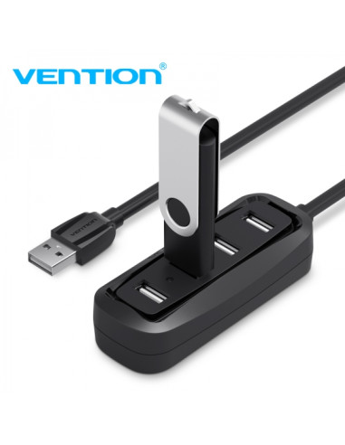 Vention HUB 4 en 1 USB2.0 a 4xUSB2.0 - 0.5m - Color Negro