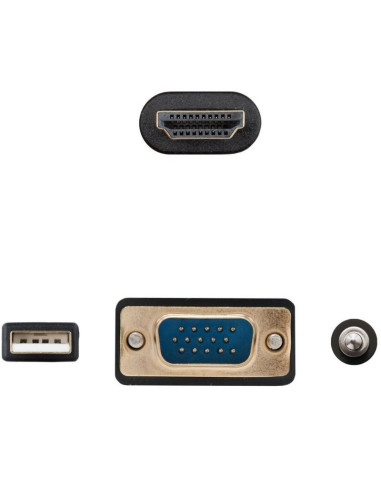 Cable Conversor Nanocable 10.15.4612/ HDMI Macho - VGA Macho/ Jack 3.5 Macho/ USB Macho/ 1.8m/ Negro